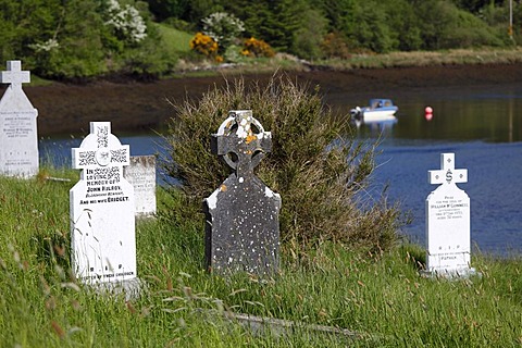 Cemetery at Burrishoole Abbey near Newport, County Mayo, Connacht, Republic of Ireland, Europe