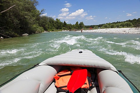 Rafting on the Isar River, Wolfratshausen, Upper Bavaria, Bavaria, Germany, Europe