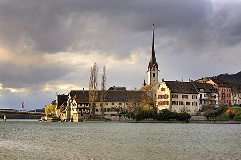 The old town of Stein am Rhein in the evening light, Canton Schaffhausen, Switzerland, Europe