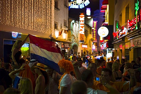 People celebrating in the streets, Lloret de Mar, Costa Brava, Spain, Europe