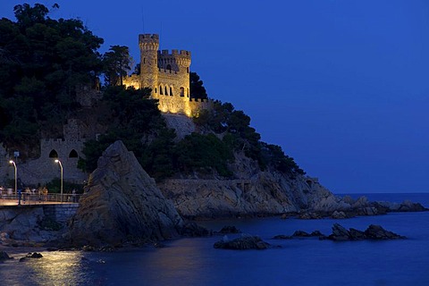 Privately owned castle, beach of Lloret de Mar, Costa Brava, Spain, Europe