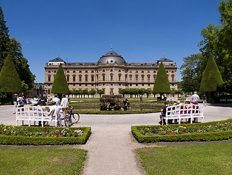 Wuerzburg Residence, Baroque palace, Court Garden, Wuerzburg, Bavaria, Germany, Europe