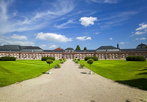 Palace gardens and Schloss Schwetzingen castle, 18th century, Schwetzingen, Baden-Wuerttemberg, Germany, Europe