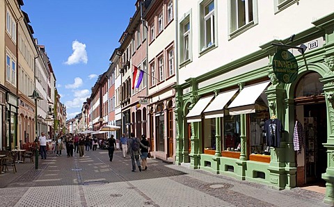 Hauptstrasse street, traditional shopping street, Heidelberg, Rhine-Neckar region, Baden-Wuerttemberg, Germany, Europe