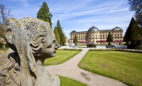 Court Gardens, Wuerzburg Residenz, a Baroque palace, UNESCO World Heritage Site, Wuerzburg, Bavaria, Germany, Europe