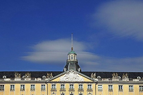 Details of the main facade of Schloss Karlsruhe palace, 1715, Karlsruhe, Baden-Wuerttemberg, Germany, Europe
