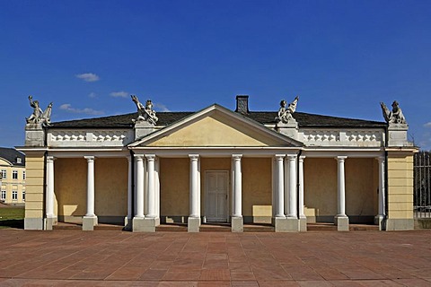 The so-called "Schloessle" building in front of the Schloss Karlsruhe castle, built in 1715, Schlossplatz, Karlsruhe, Baden-Wuerttemberg, Germany, Europe