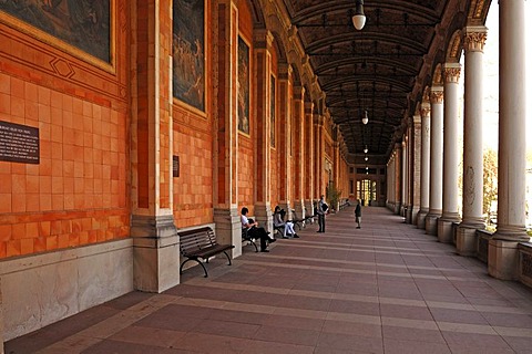 90-meter-long pump room, built 1839-1842, with Corinthian columns and scenes from myths and legends, Kaiserallee 3, Baden-Baden, Baden-Wuerttemberg, Germany, Europe