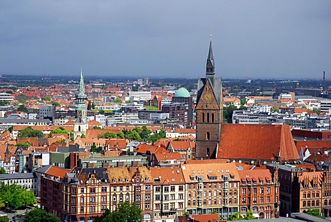 City view with the Marktkirche church in the old town, Hannover, Lower Saxony, Germany, Europe