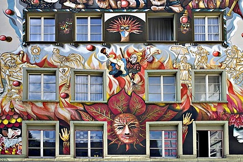 Artistic painted faÃade in Lucerne, Switzerland, Europe