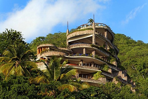 Jade Mountain luxury hotel, no external wall, rain forest, Saint Lucia, Windward Islands, Lesser Antilles, Caribbean, Caribbean Sea