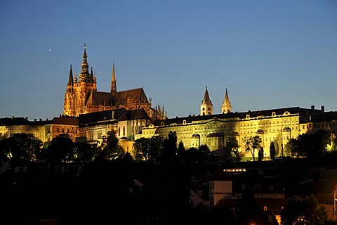 Blue Hour, St. Vitus Cathedral, Prague Castle, Old Town, Prague, Czech Republic, Europe