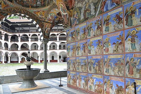 Murals, monastery church Sweta Bogorodiza, Orthodox Rila Monastery, UNESCO World Heritage Site, Bulgaria, Europe