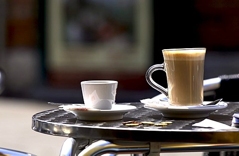 Espresso and Latte Macchiato table setting, Venice, Italy, Europe