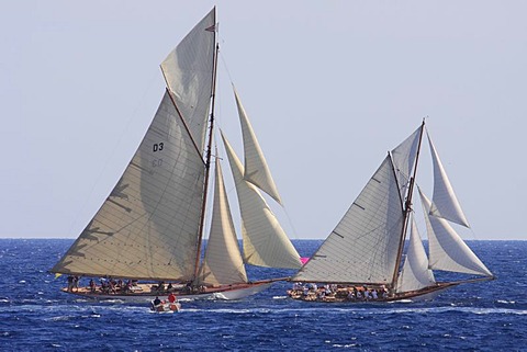 Historic sailing ship regatta at the Classic Week of the Yacht Club Monaco, Principality of Monaco, Cote d'Azur, Europe