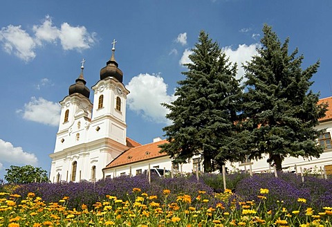 Baroque church and convent of Benedictine abbey in Tihany, Lake Balaton area, Hungary, Europe