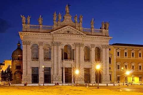 Main front of the Basilica San Giovanni in Laterano, Rome, Lazio, Italy, Europe