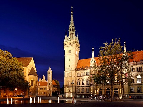 Town hall, Dankwarderode castle and Brunswick Cathedral, St. Blasii, Braunschweig, Brunswick, Lower Saxony, Germany Europe