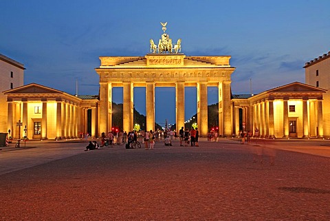 Illuminated Brandenburg Gate, Berlin, Germany, Europe