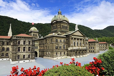 Federal Parliament in miniature, Swissminiatur, Melide, Lugano, Ticino, Switzerland, Europe