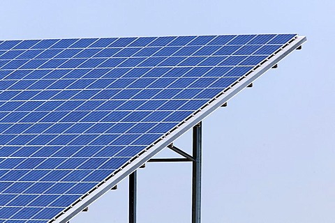 Solar energy system with solar modules near Plattling, Bavaria, Germany, Europe