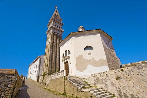 St George Church and tower, Piran, Slovenia, Europe