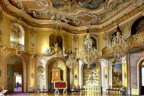 Throne room of Schloss Heidecksburg castle, Rudolstadt, Thuringia, Germany, Europe