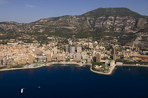 Aerial view, Larvotto beach, Monte Carlo, Monaco, Cote d'Azur, Europe