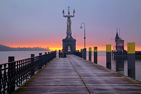 Imperia statue in the morning light, port of Konstanz, Baden-Wuerttemberg, Germany, Europe