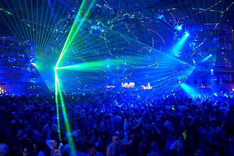 Techno festival Mayday 2010 in the Westfalenhalle concert hall, Dortmund, North Rhine-Westphalia, Germany, Europe