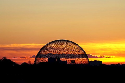 The Biosphere of Environment Canada, water and environment museum at sunrise, Montreal, Quebec, Canada