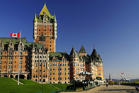 Chateau Frontenac castle in the historic old town of Quebec City, Quebec, Canada