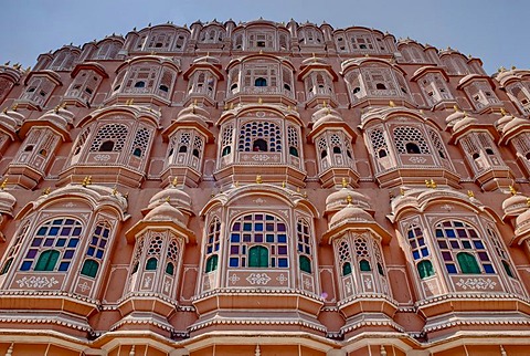 Front view of Hawa Mahal, Jaipur, Rajasthan, India, Asia