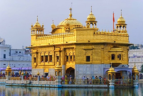 Golden Temple, Harmandir Sahib, sunset, reflection, Amritsar, India, Asia