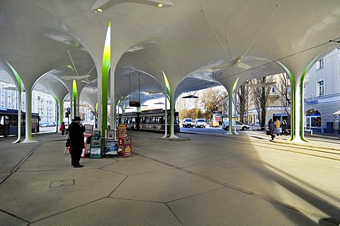 New stop of Tram 23, Muenchner Freiheit, Schwabing, Munich, Bavaria, Germany, Europe