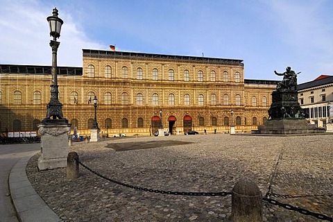 Scaffolding on the Residenz, former royal palace of the Bavarian monarchs, Munich, Bavaria, Germany, Europe