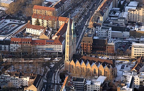 Aerial view of the St Katharinen Kirche church and Hagenmarkt square, Brunswick or Braunschweig, Lower Saxony, Germany, Europe