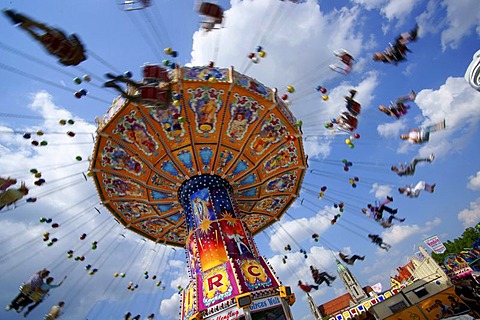 Chairoplane, spring festival, Theresienwiese, Munich, Bavaria, Germany, Europe