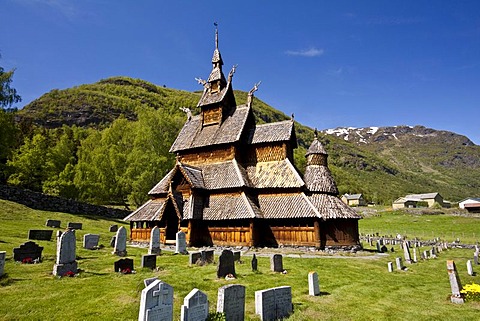 The stave church Borgund is one of the finest examples of the Norwegian art of stave construction, Norway, Scandinavia, Europe