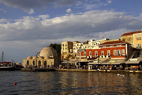 Janissaries mosque, Venetian Harbor, Chania, Crete, Greece, Europe