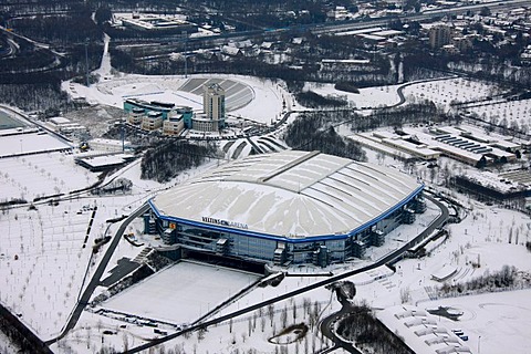 Aerial photo, SchalkeArena VeltinsArena, Gelsenkirchen, Ruhr Area, North Rhine-Westphalia, Germany, Europe