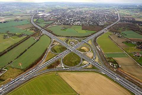 Aerial photo, Kamen cross, junction A1 A2, Kamen, Ruhr area, North Rhine-Westphalia, Germany, Europe