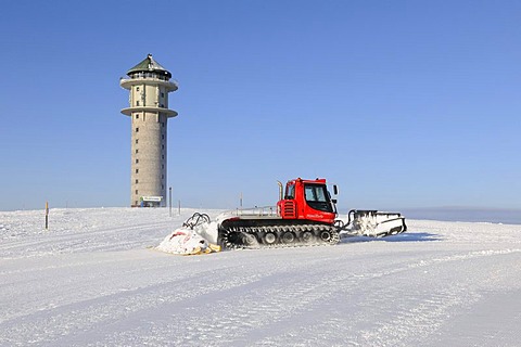 Snowcat at Feldbergturm Tower on Mt Feldberg, Black Forest, Baden-Wuerttemberg, Germany, Europe