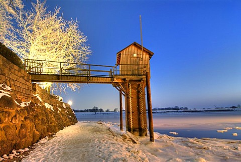 Gauging house at the Zollenspieker Faehrhaus in the Kirchwerder quarter, Hamburg, Germany, Europe