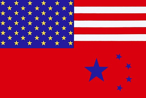 Chimerica, combination of the flags of economic powers China and America