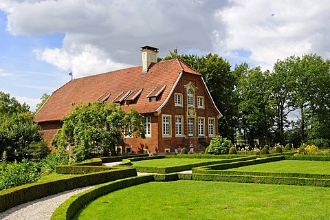 Haus Rueschhaus, built 1745-1748 by J.K. Schlaun, home of Annette von Droste-Huelshoff, Muenster, North Rhine-Westphalia, Germany, Europe