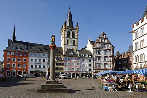 Market church Saint Gangolf from Hauptmarkt, main square, Trier, Rhineland-Palatinate, Germany, Europe