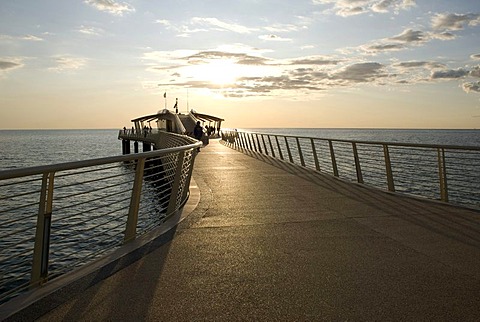 Pier of Lido di Camaiore in the evening light, Versilia, Riviera, Tuscany, Italy, Europe