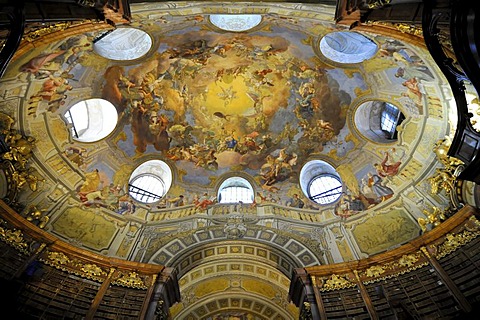 Dome, ceiling of the grand hall of the Austrian National Library, Josefsplatz square, Vienna, Austria, Europe