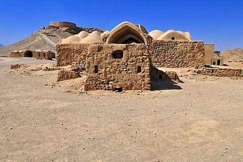 Ceremonial buildings at the Tower of Silence, Zoroastrian burial ground, Zoroastrianism, Mazdanism, Yazd, Persia, Iran, Asia